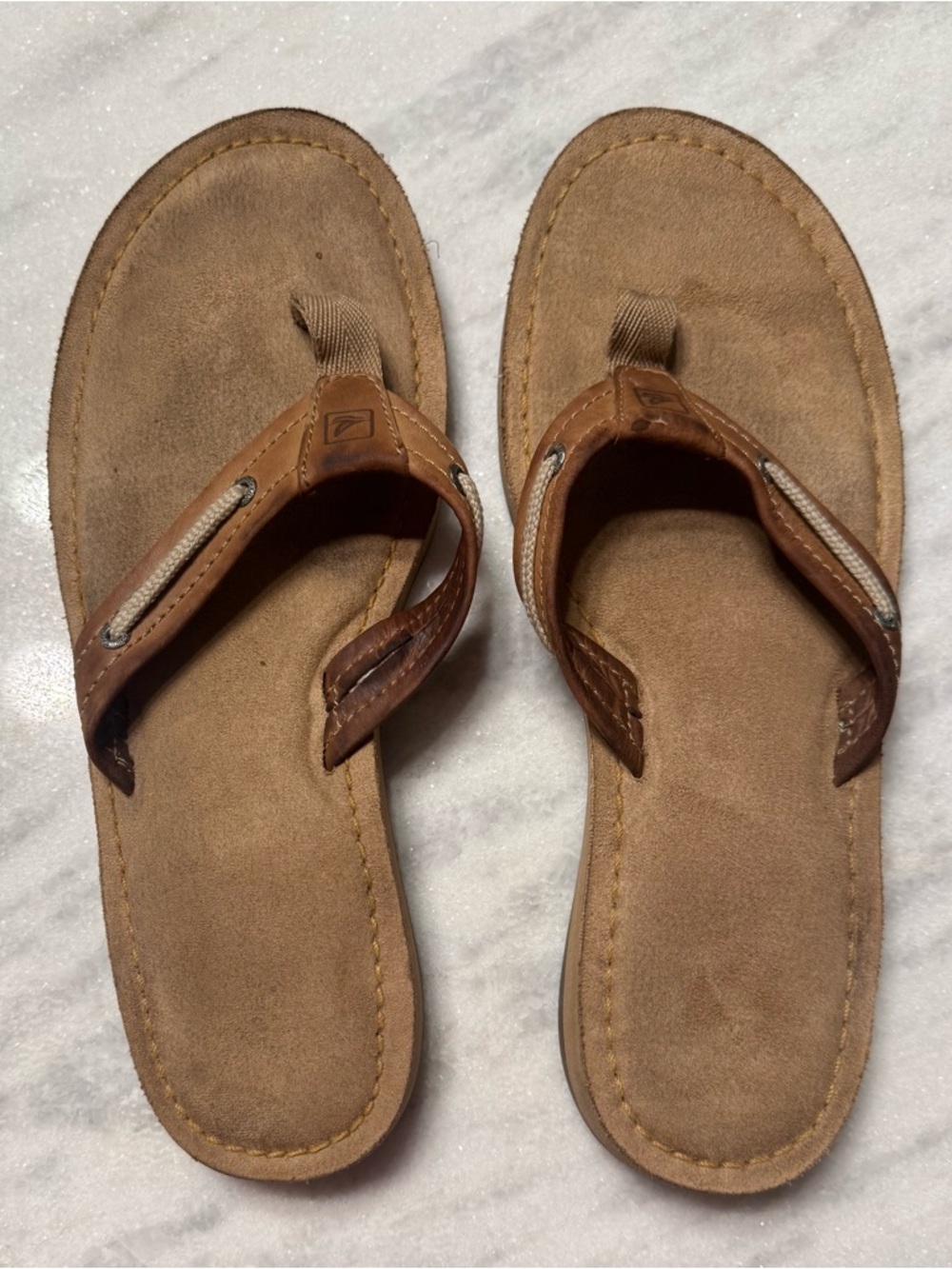 SPERRY Top Siders Brown Leather Flip Flop Sandals